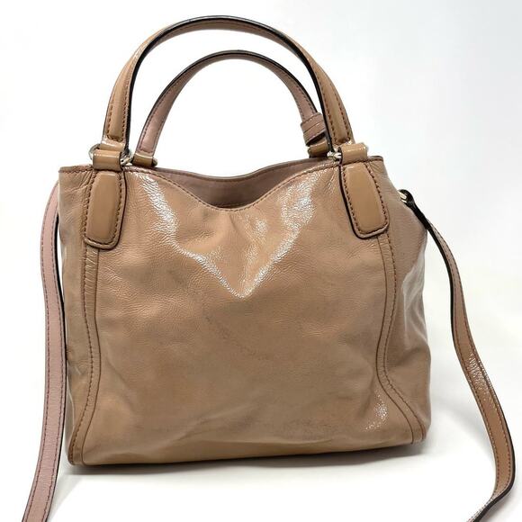 Gucci Soho Patent Leather 2 Way Tote Handbag Shoulder Bag Beige - Picture 4 of 17